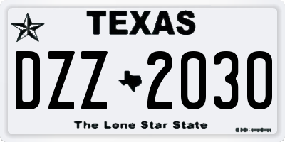 TX license plate DZZ2030