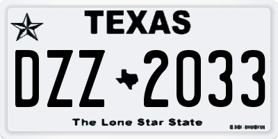 TX license plate DZZ2033
