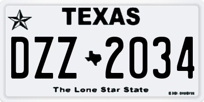 TX license plate DZZ2034