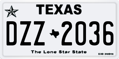 TX license plate DZZ2036