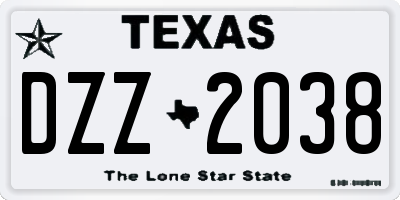 TX license plate DZZ2038