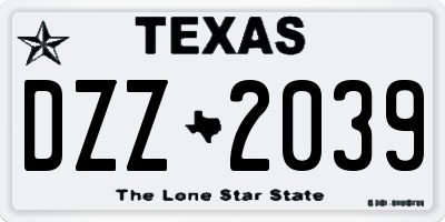 TX license plate DZZ2039