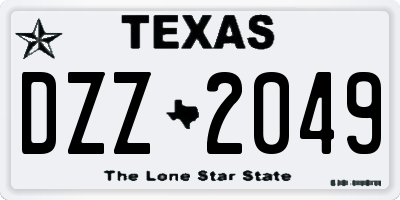 TX license plate DZZ2049