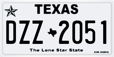 TX license plate DZZ2051