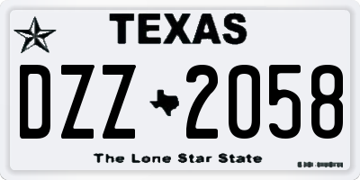 TX license plate DZZ2058