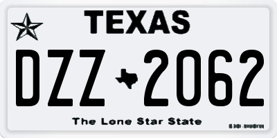 TX license plate DZZ2062