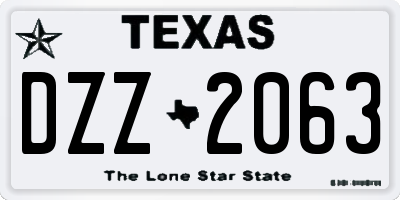 TX license plate DZZ2063