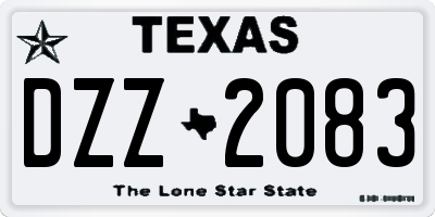 TX license plate DZZ2083