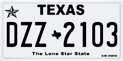 TX license plate DZZ2103