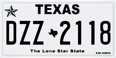 TX license plate DZZ2118