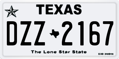 TX license plate DZZ2167