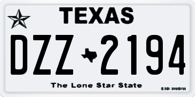 TX license plate DZZ2194