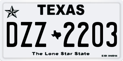 TX license plate DZZ2203