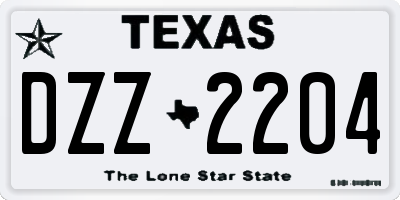 TX license plate DZZ2204