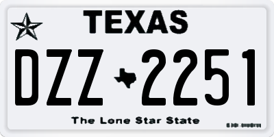 TX license plate DZZ2251