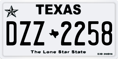 TX license plate DZZ2258