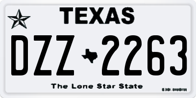 TX license plate DZZ2263