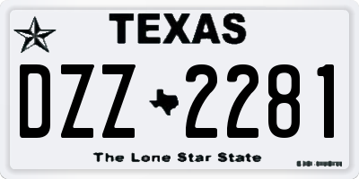 TX license plate DZZ2281