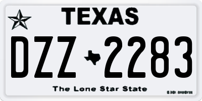 TX license plate DZZ2283