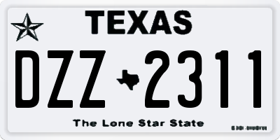 TX license plate DZZ2311