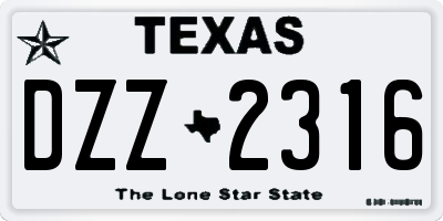 TX license plate DZZ2316