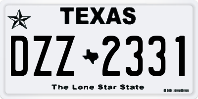 TX license plate DZZ2331