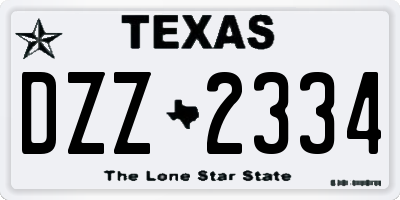 TX license plate DZZ2334