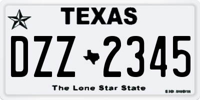 TX license plate DZZ2345