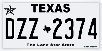 TX license plate DZZ2374