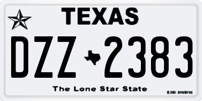 TX license plate DZZ2383