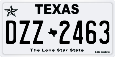 TX license plate DZZ2463