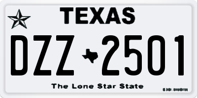 TX license plate DZZ2501