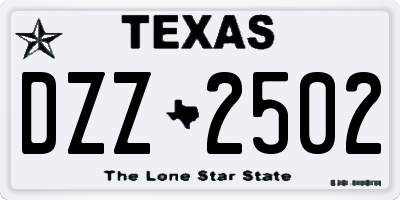 TX license plate DZZ2502