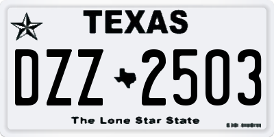 TX license plate DZZ2503