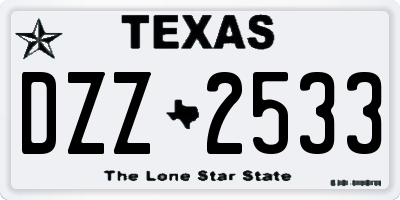 TX license plate DZZ2533