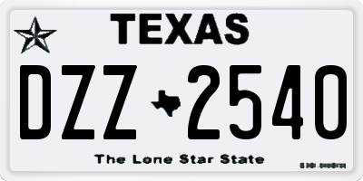 TX license plate DZZ2540