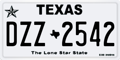 TX license plate DZZ2542