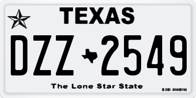 TX license plate DZZ2549