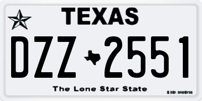 TX license plate DZZ2551