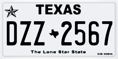 TX license plate DZZ2567