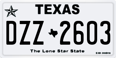 TX license plate DZZ2603