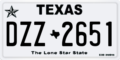 TX license plate DZZ2651