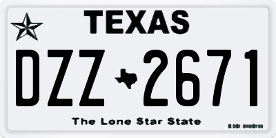 TX license plate DZZ2671