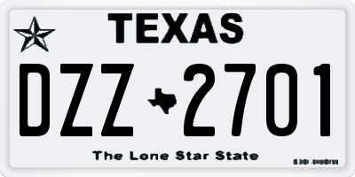 TX license plate DZZ2701