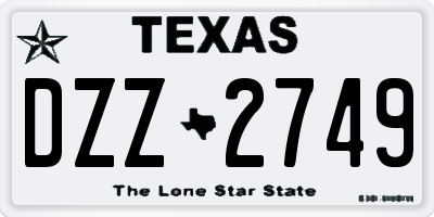 TX license plate DZZ2749