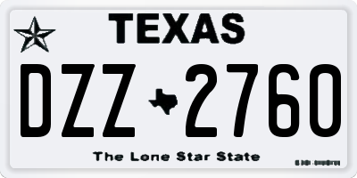 TX license plate DZZ2760