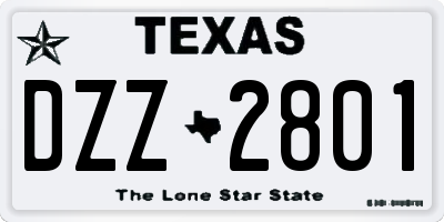 TX license plate DZZ2801