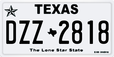 TX license plate DZZ2818