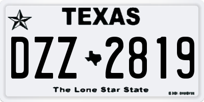 TX license plate DZZ2819