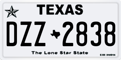 TX license plate DZZ2838